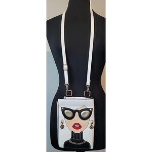 Fashion Face Crossbody Purse Mini Bag 3D Earrings Sunglasses Novelty Adjustable